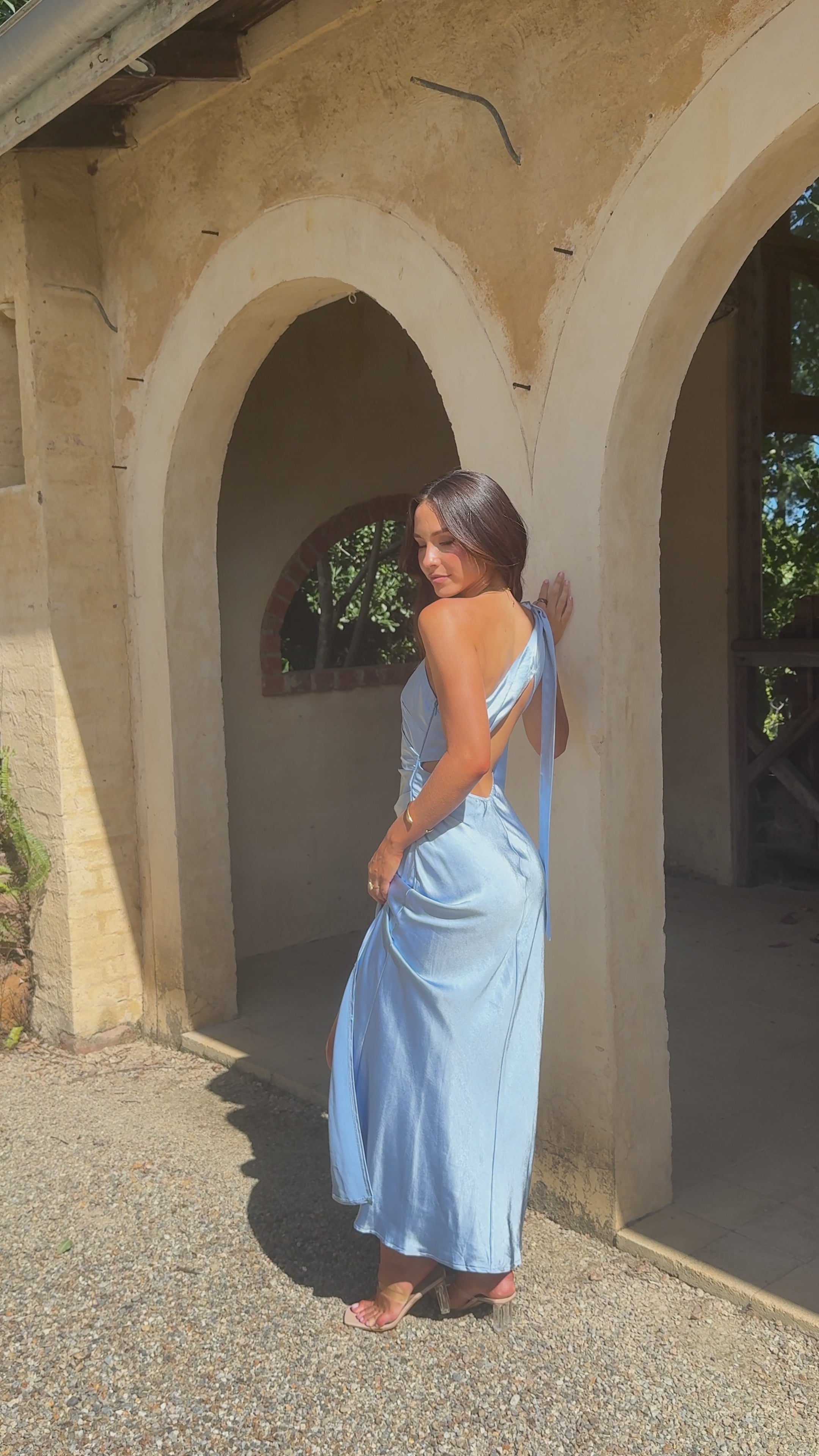 Halle One Shoulder Maxi Dress - Blue