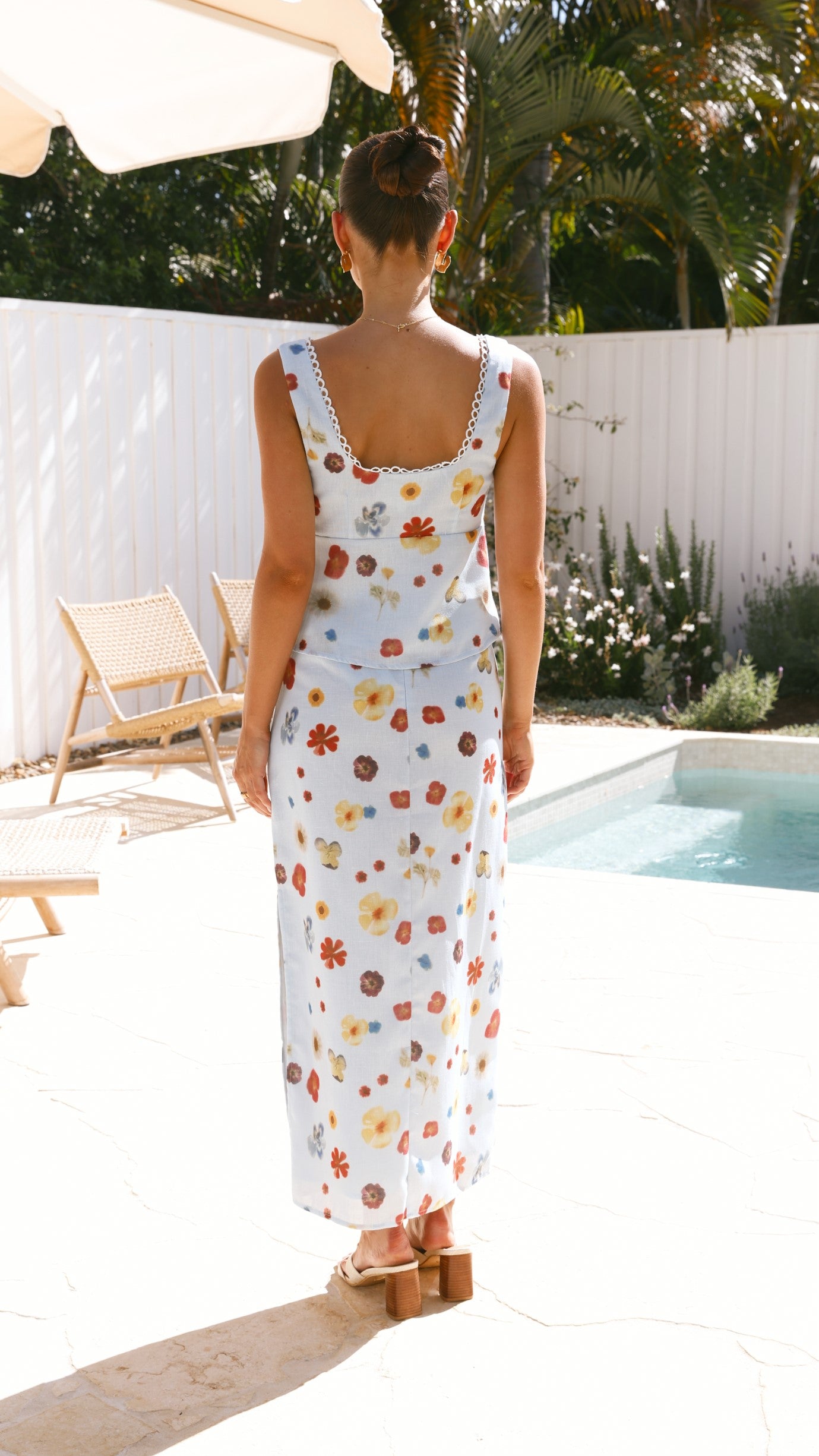 Vaiana Tie Top - Blue / Floral