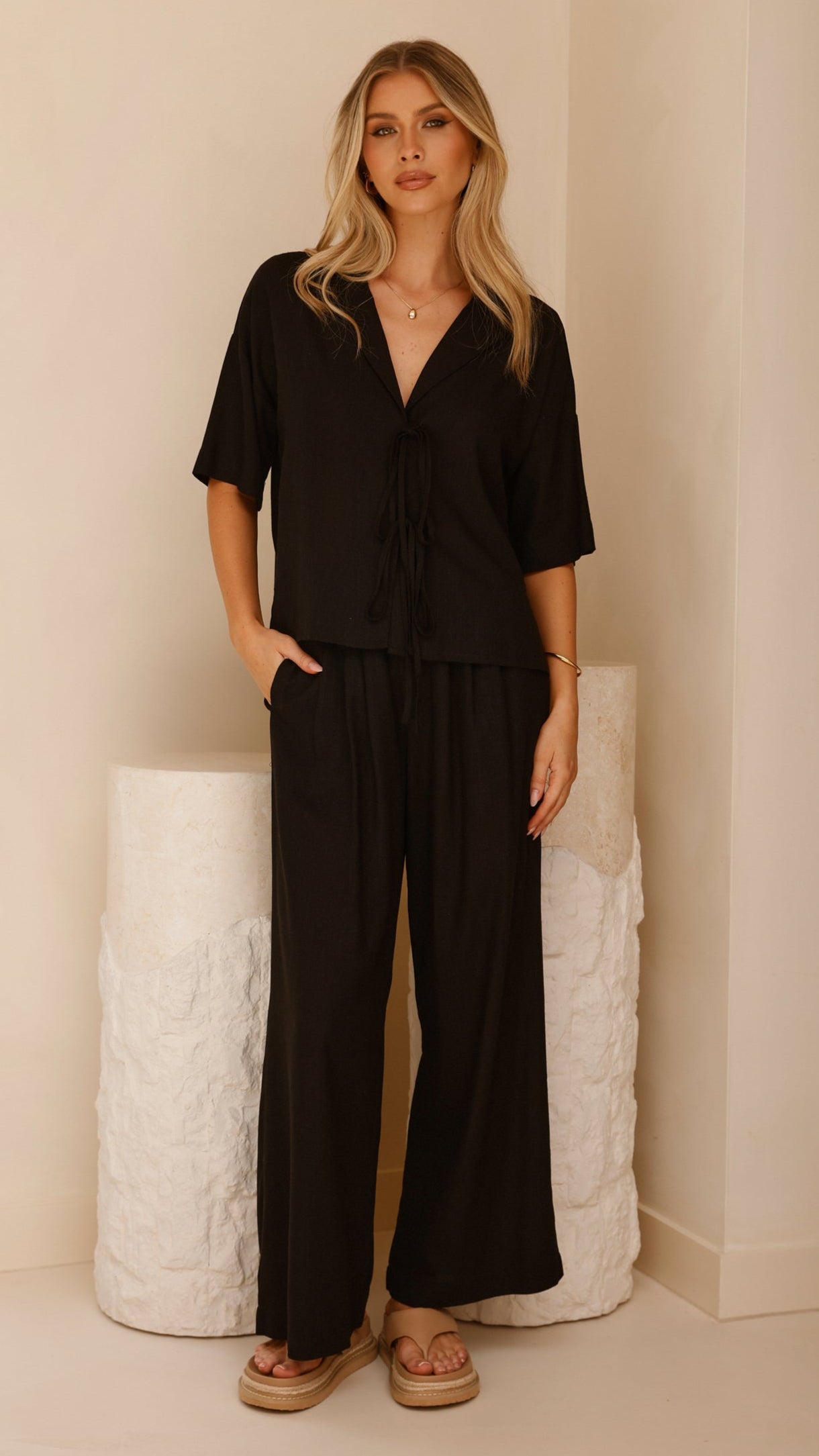 Lexi Linen Pants - Black