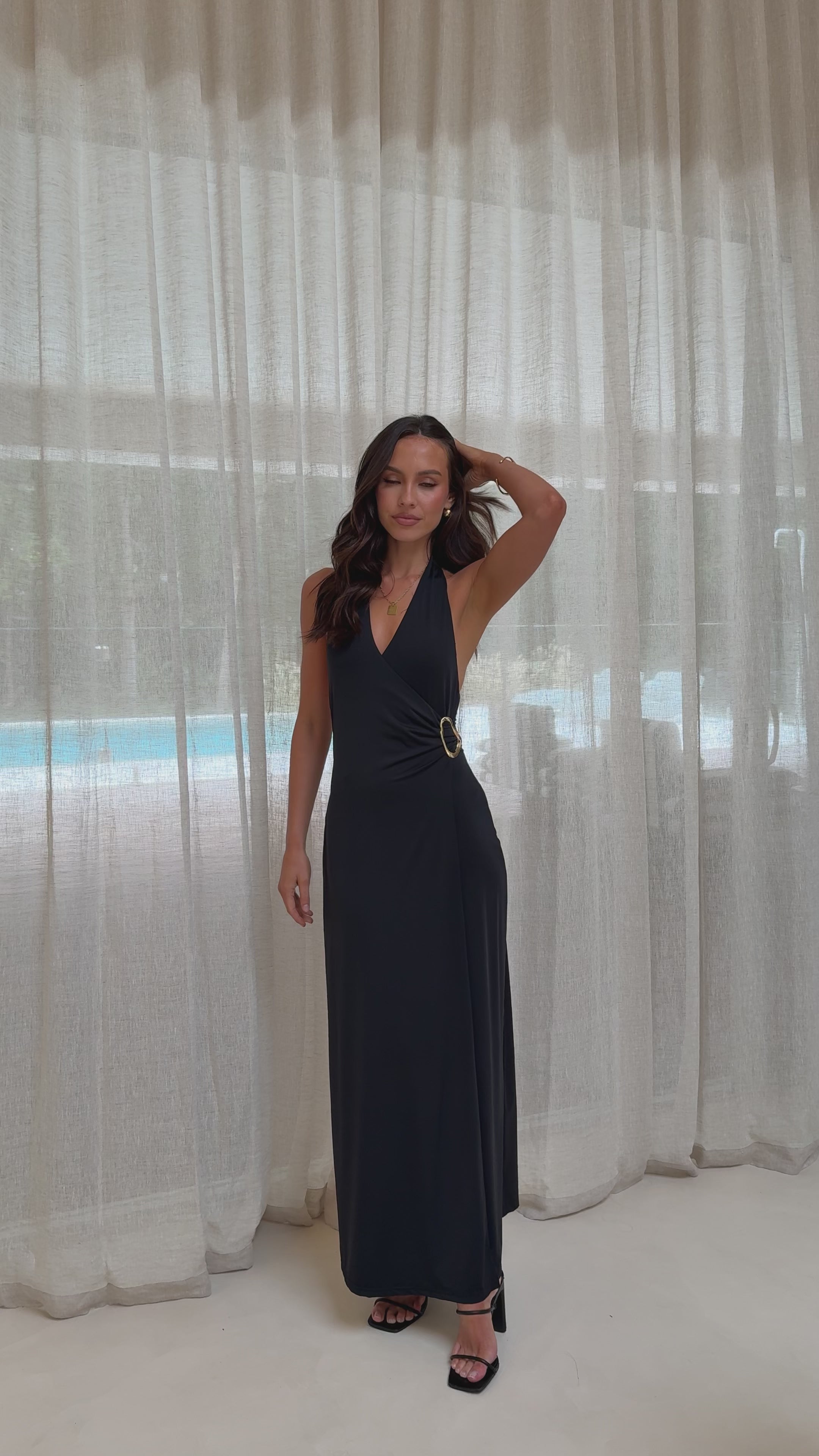 Verje Halter Maxi Dress - Black