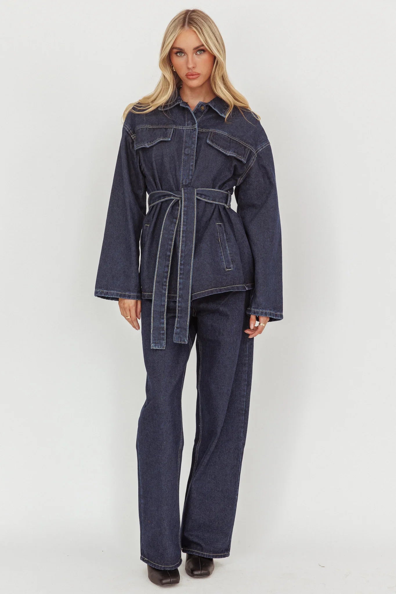 Belisse Straight Leg Pants Denim Blue
