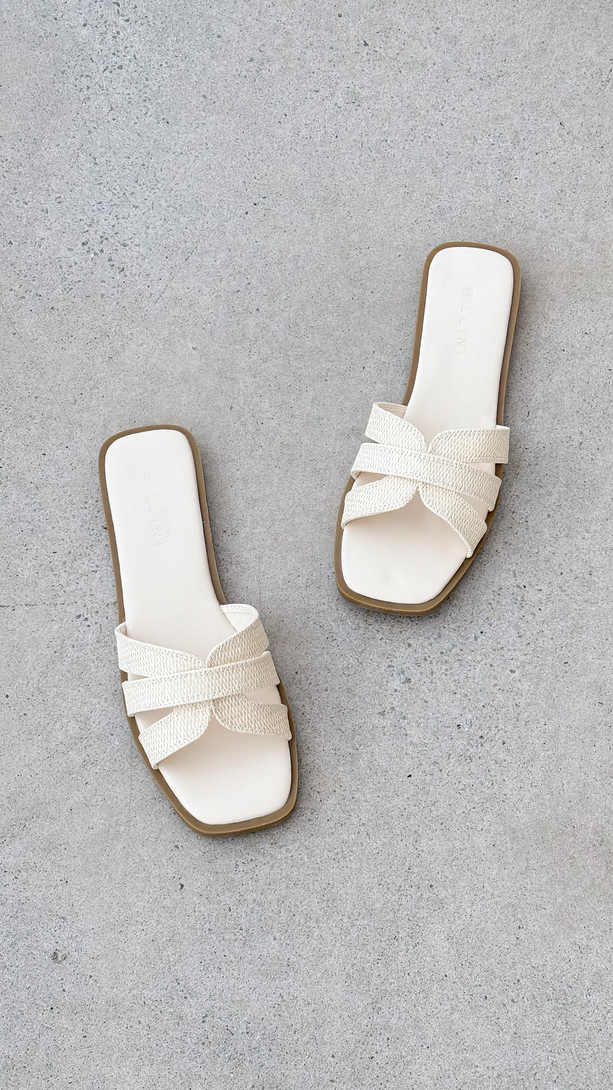 Geo Slide - Cream Raffia