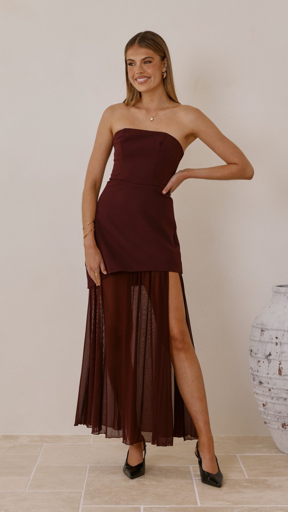 Fenella Asymmetrical Maxi Dress - Plum