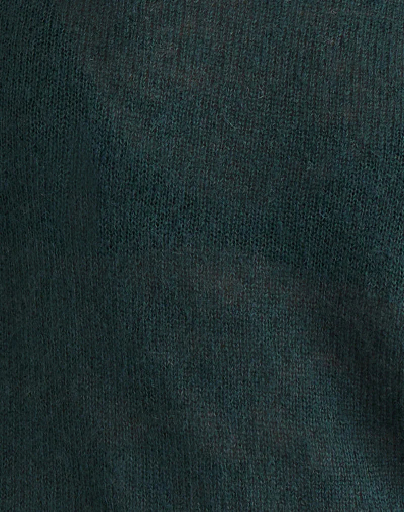 Aika Top in Sheer Knit Dark Green