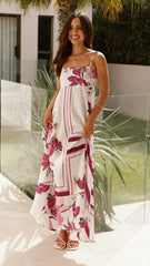 Kaethe Maxi Dress - White/Pink