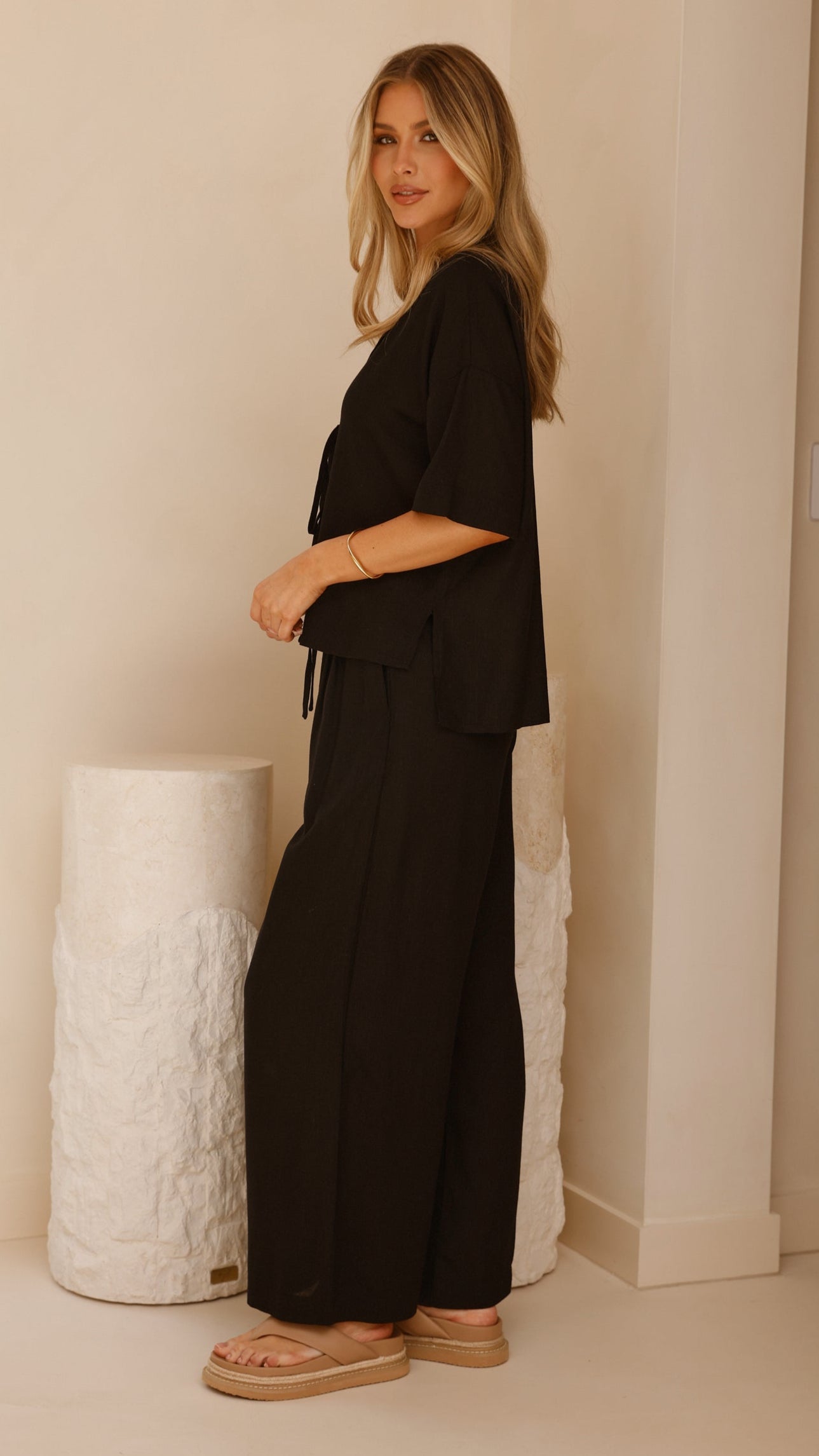 Lexi Linen Pants - Black