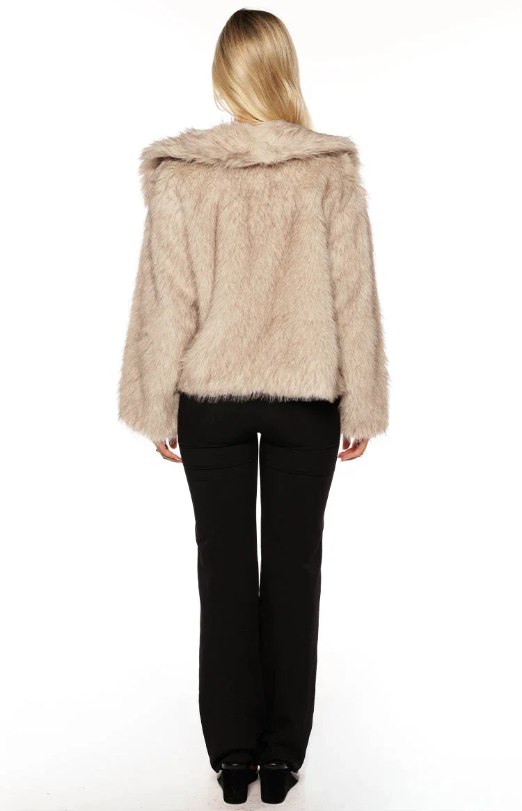 It Girl Sand Faux Fur Jacket