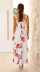 Odilia Maxi Dress - White/Pink Floral