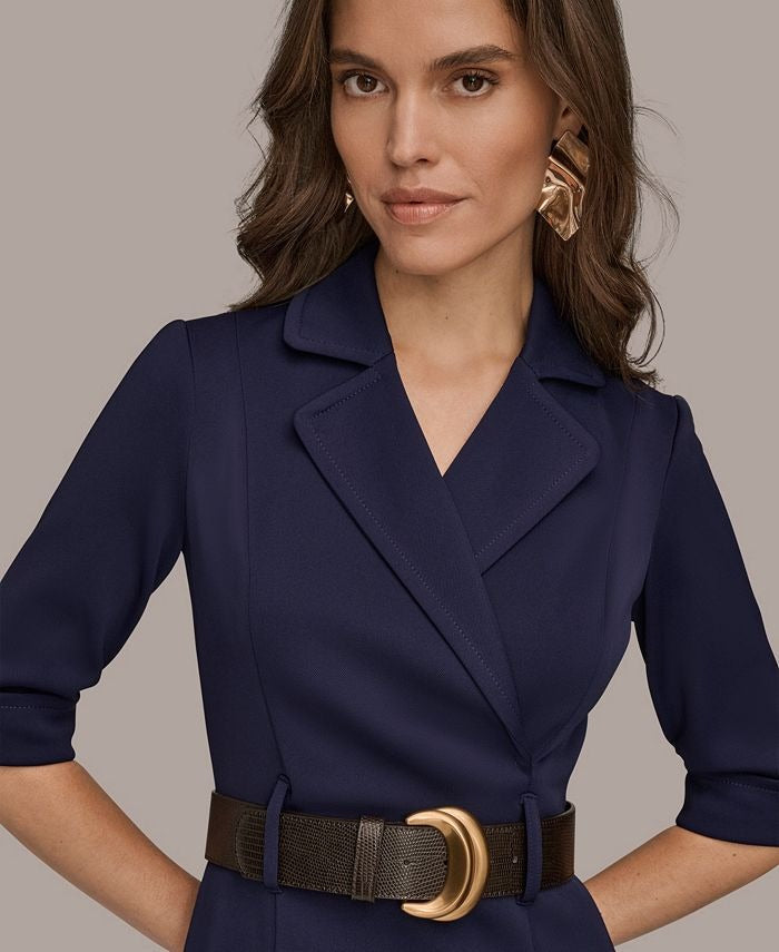 Donna Karan New York Women's 3/4-Sleeve Belted Sheath Dress