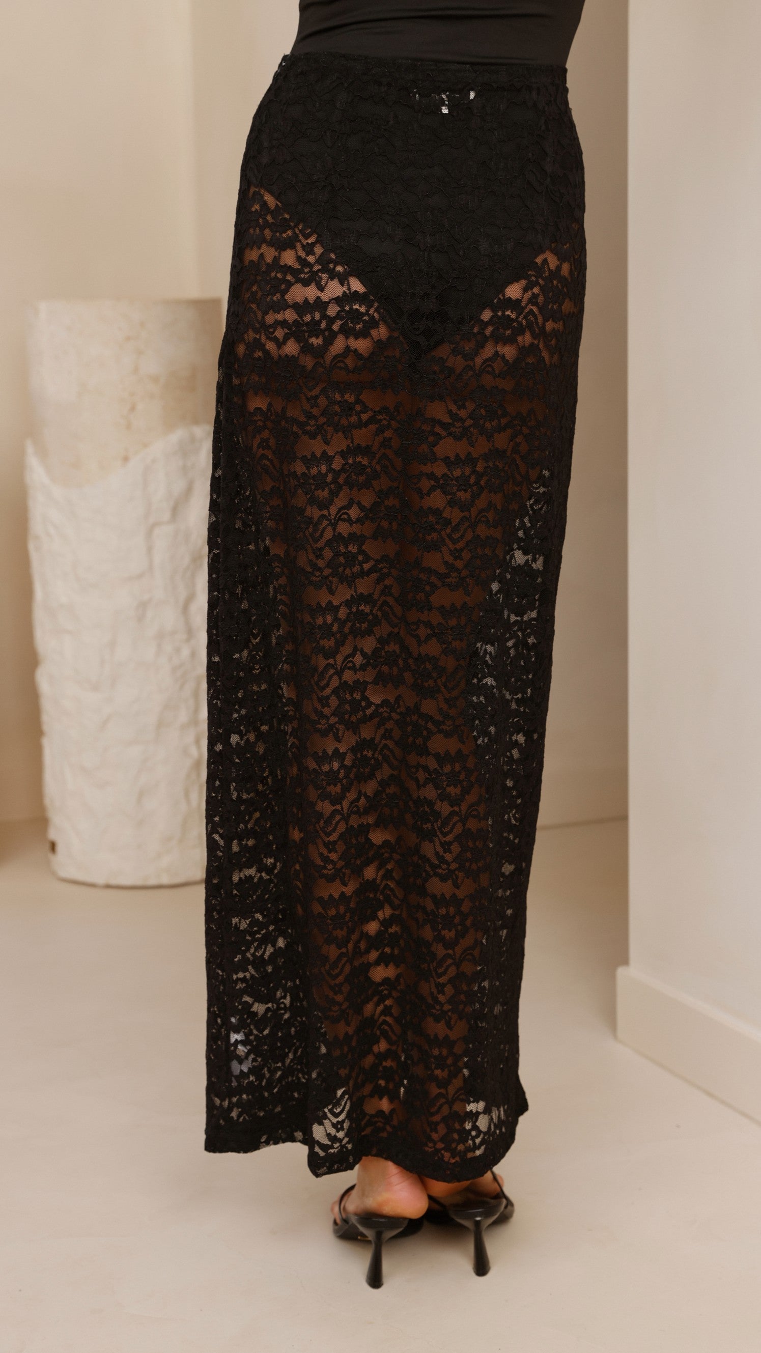 Harlene Lace Maxi Skirt - Black