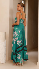 Kaethe Maxi Dress - Green/Pink