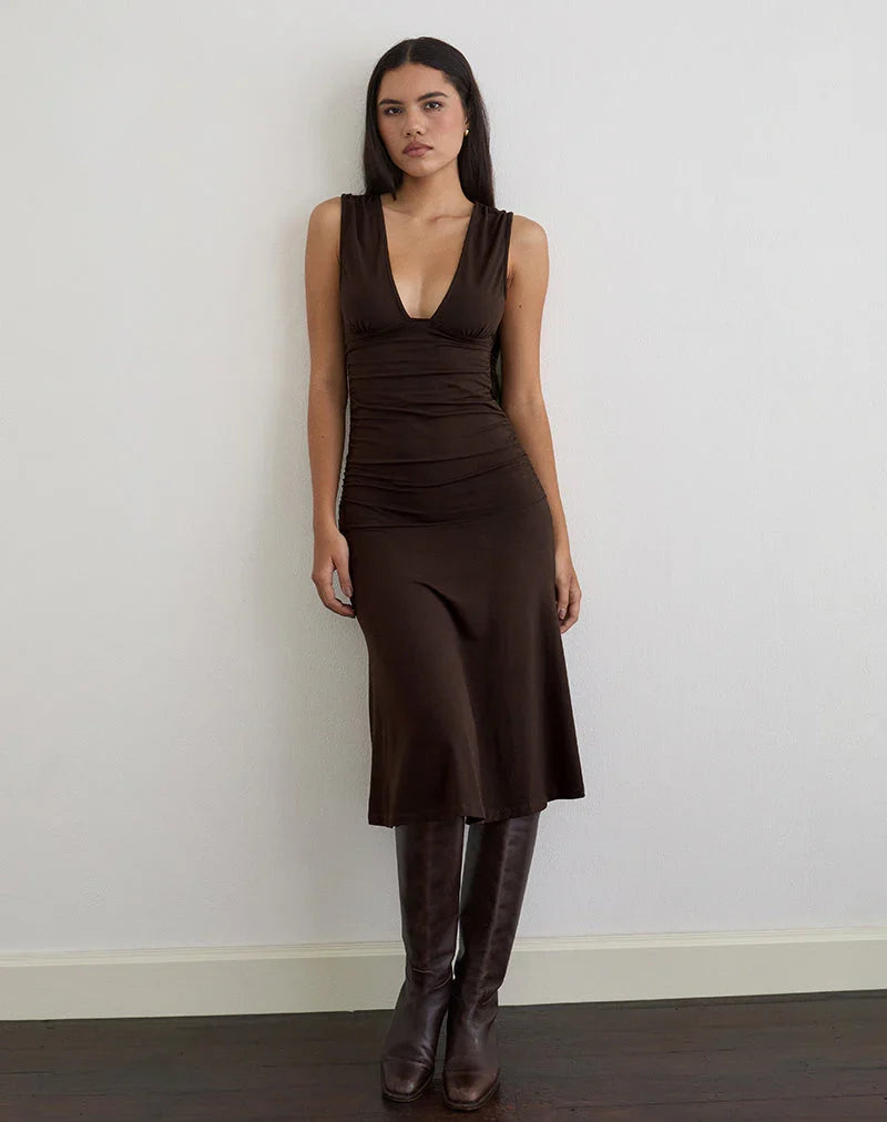 Laluma Midi Dress in Bitter Chocolate