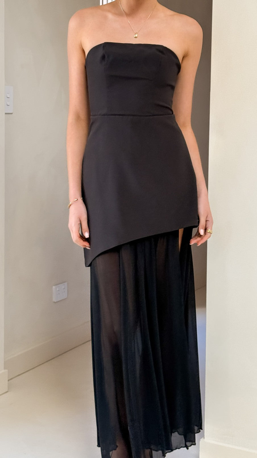 Fenella Asymmetrical Maxi Dress - Black