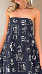 Connie Maxi Dress - Black/Beige Cowgirl