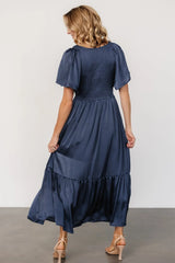 Lovell Smocked Midi Dress | Midnight Blue