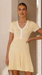 Kaylee Pleat Dress - Yellow