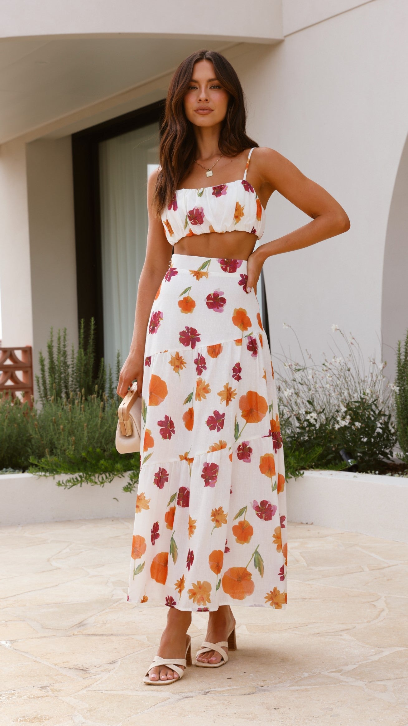Saraya Top and Skirt Set - Springtime Print