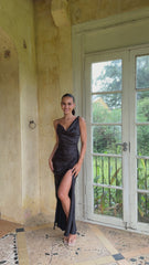 Iris Asymmetrical Maxi Dress - Black