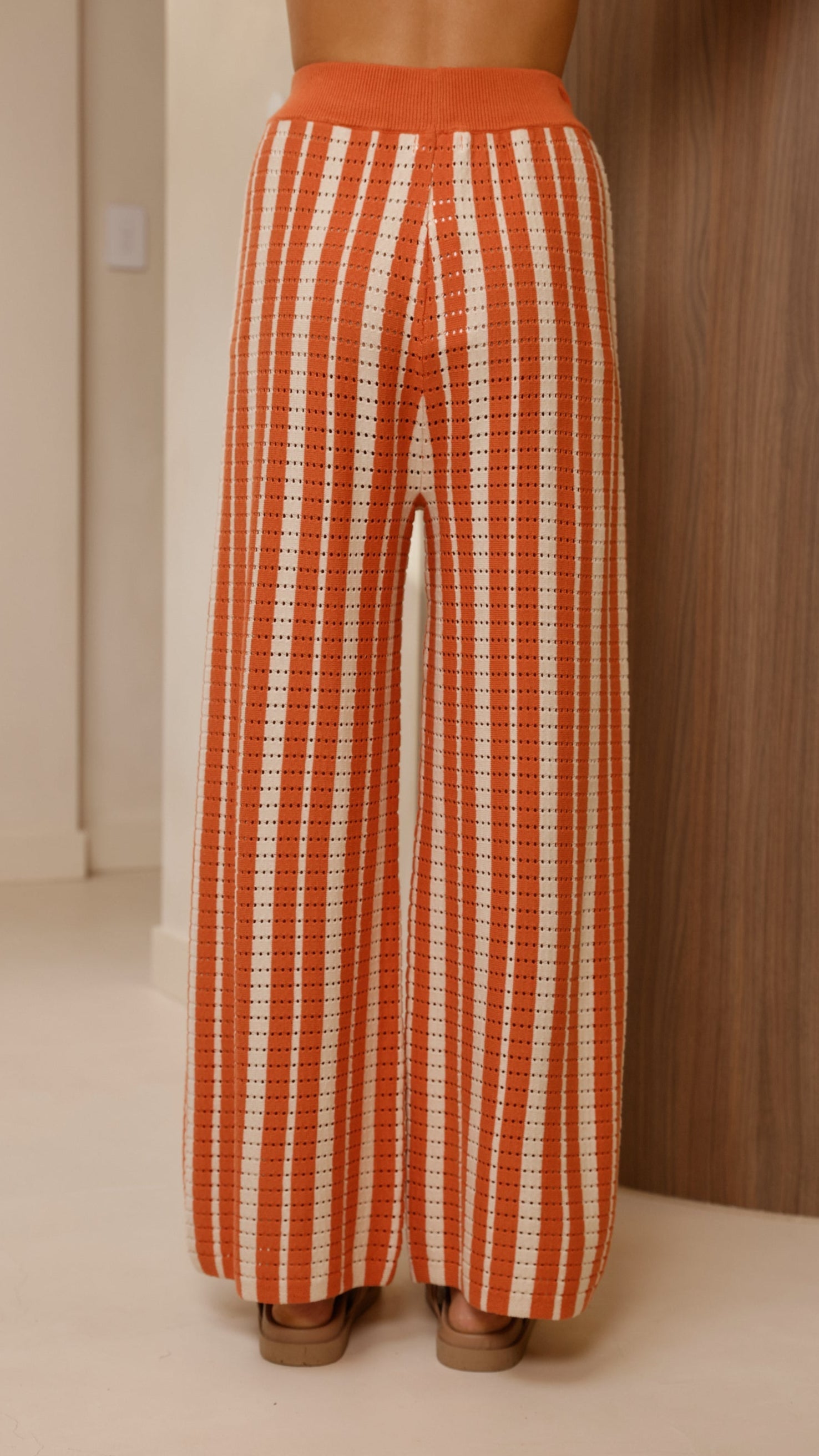 Layla Knit Wide Leg Pants - Orange