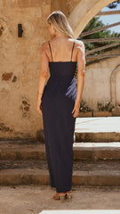 Charlotte Draped Maxi Dress - Navy