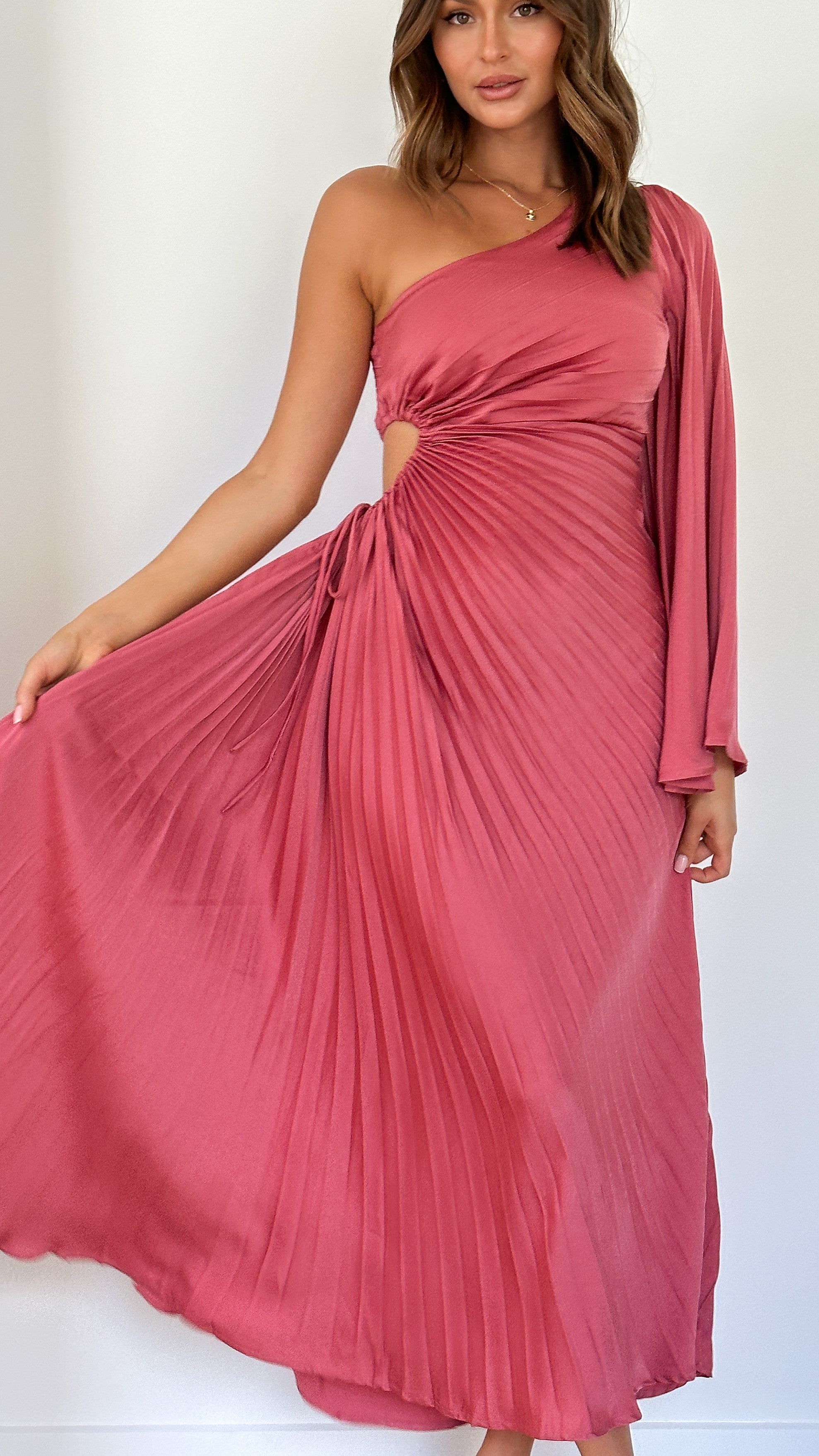 Gwen One Shoulder Maxi Dress - Pink