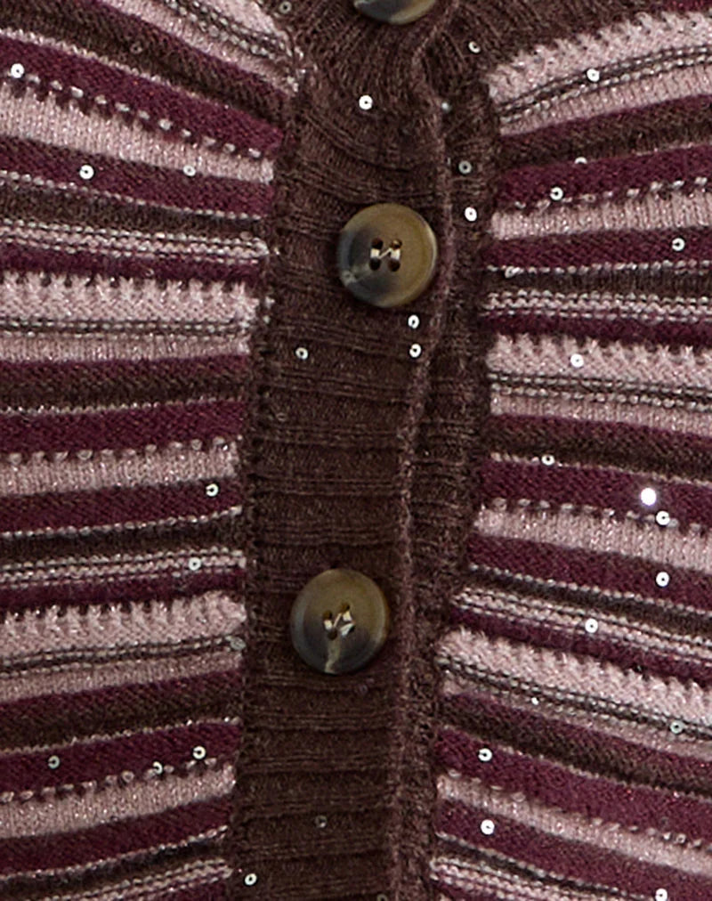 Aniha Top in Glitter Knit Stripe Purple