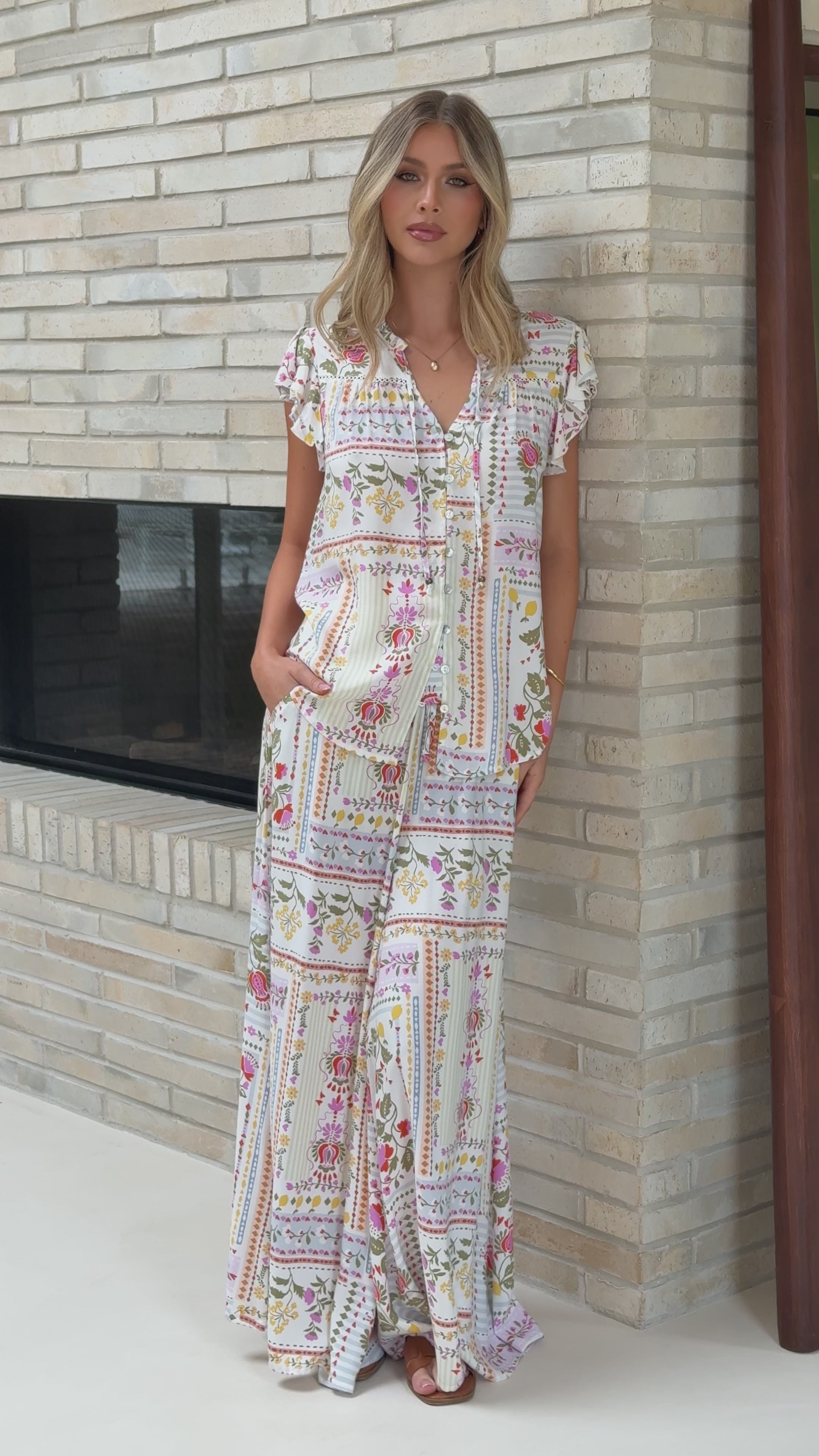 Avery Wide Leg Pants - Leah Print