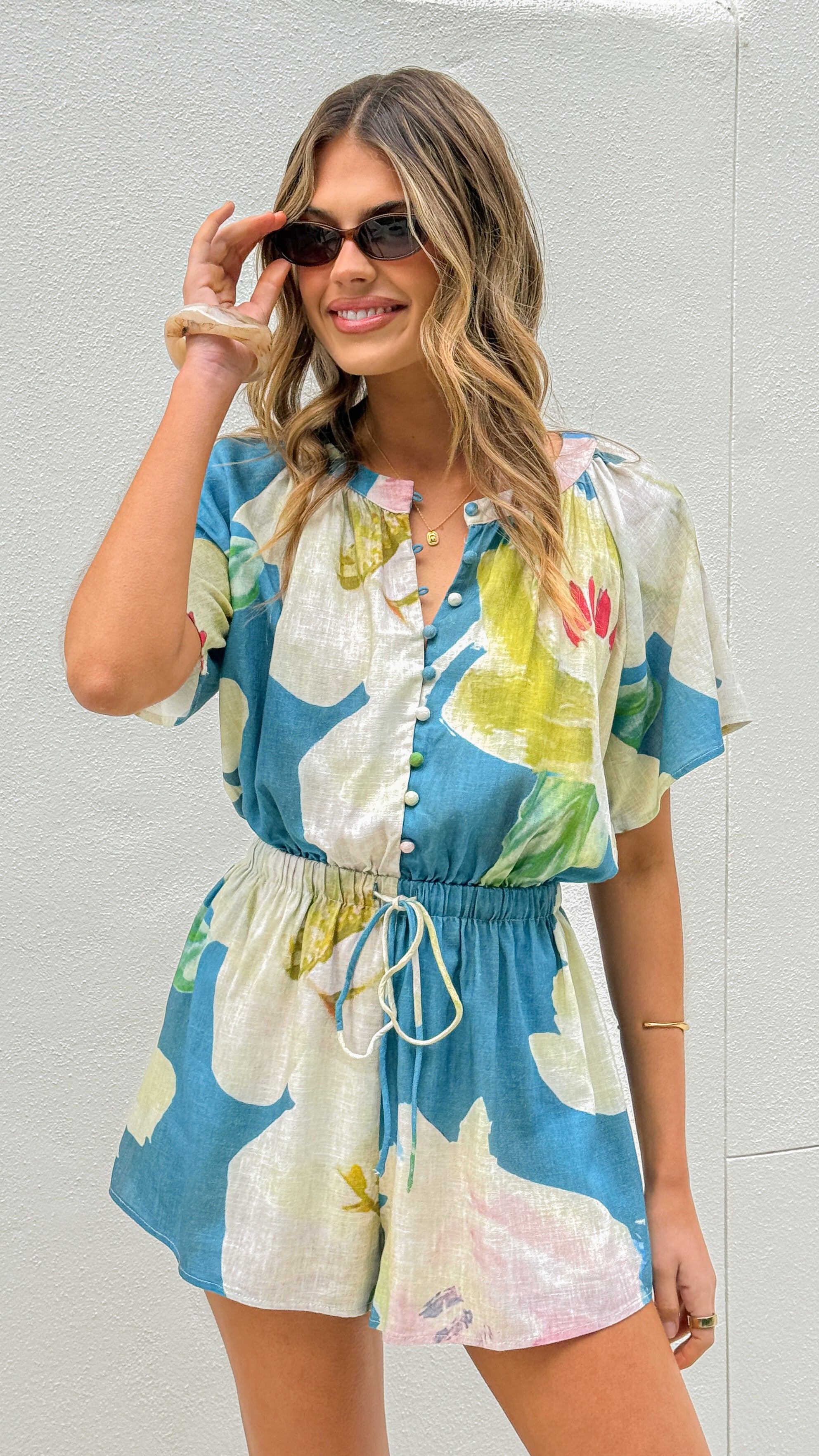 Santorini Playsuit - Blue Orchid