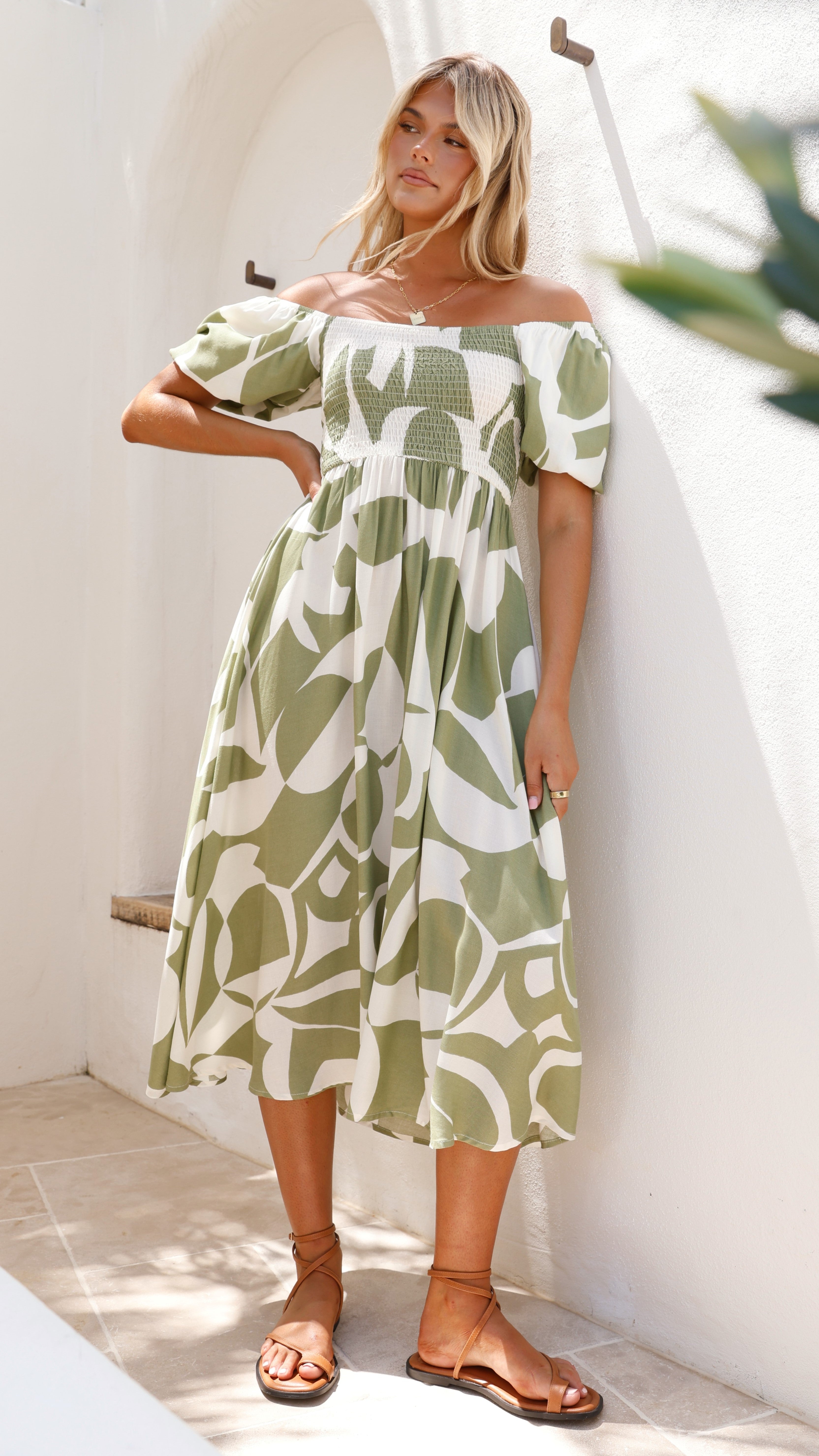Ilene Midi Dress - Sage Print