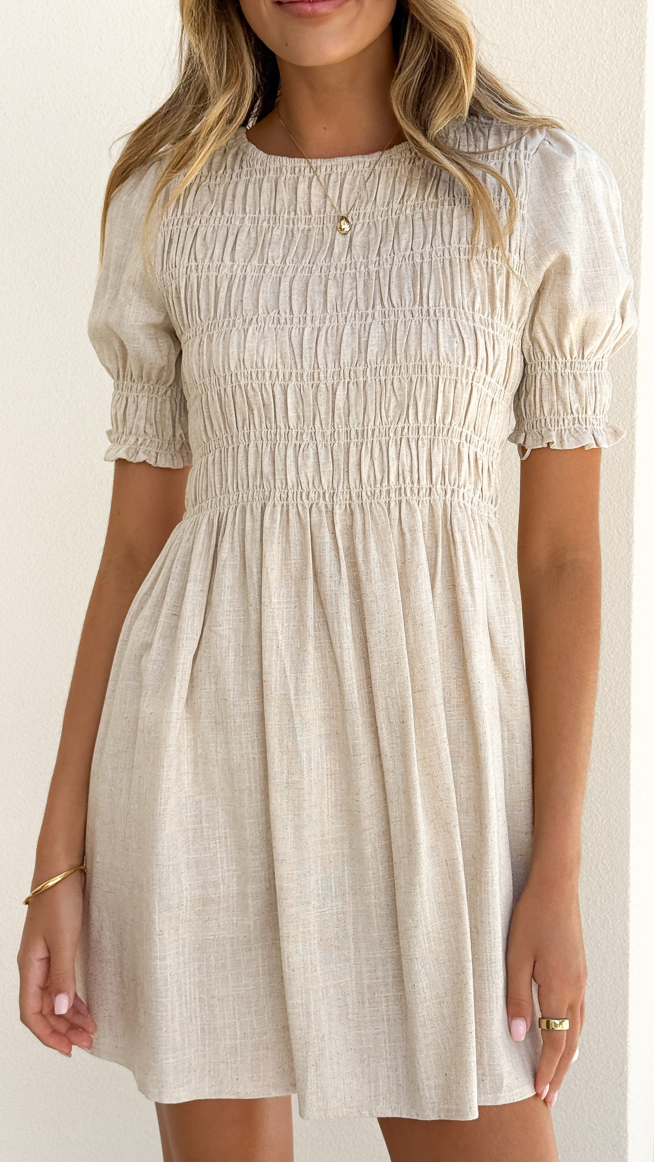 Yana Mini Dress - Beige
