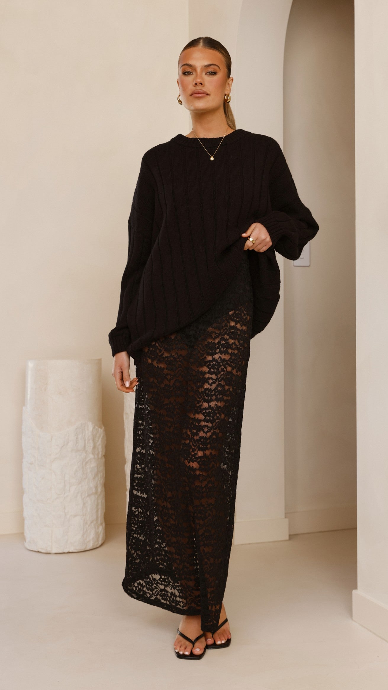 Harlene Lace Maxi Skirt - Black