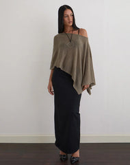 Maliha Poncho in Sheer Knit Taupe