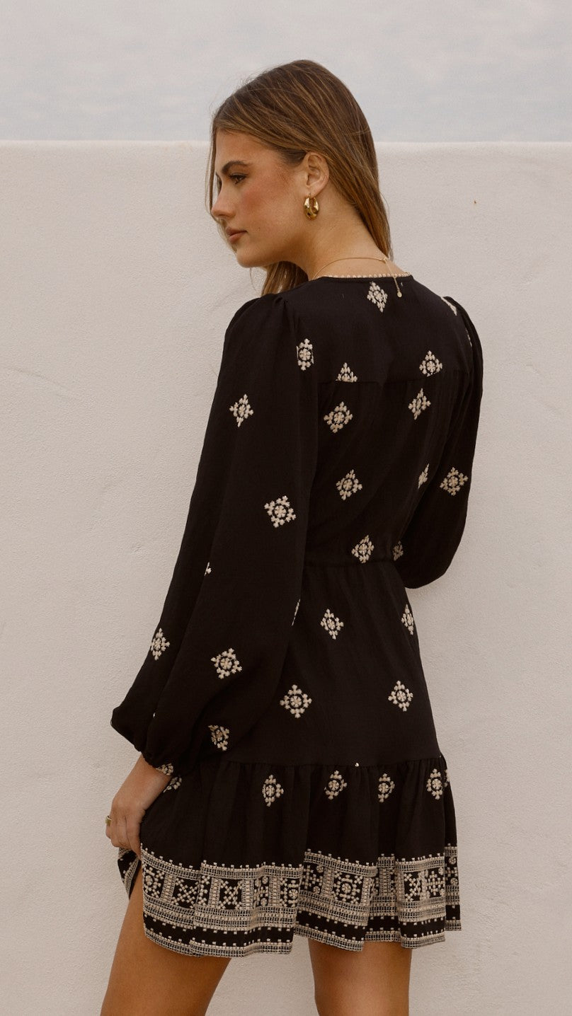 Delainey Mini Dress - Black/Beige