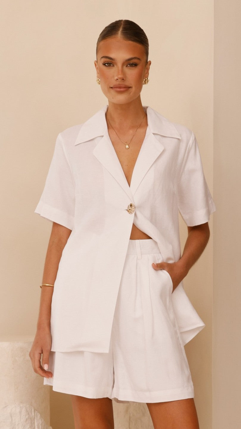 Emmaline Button Shirt - White