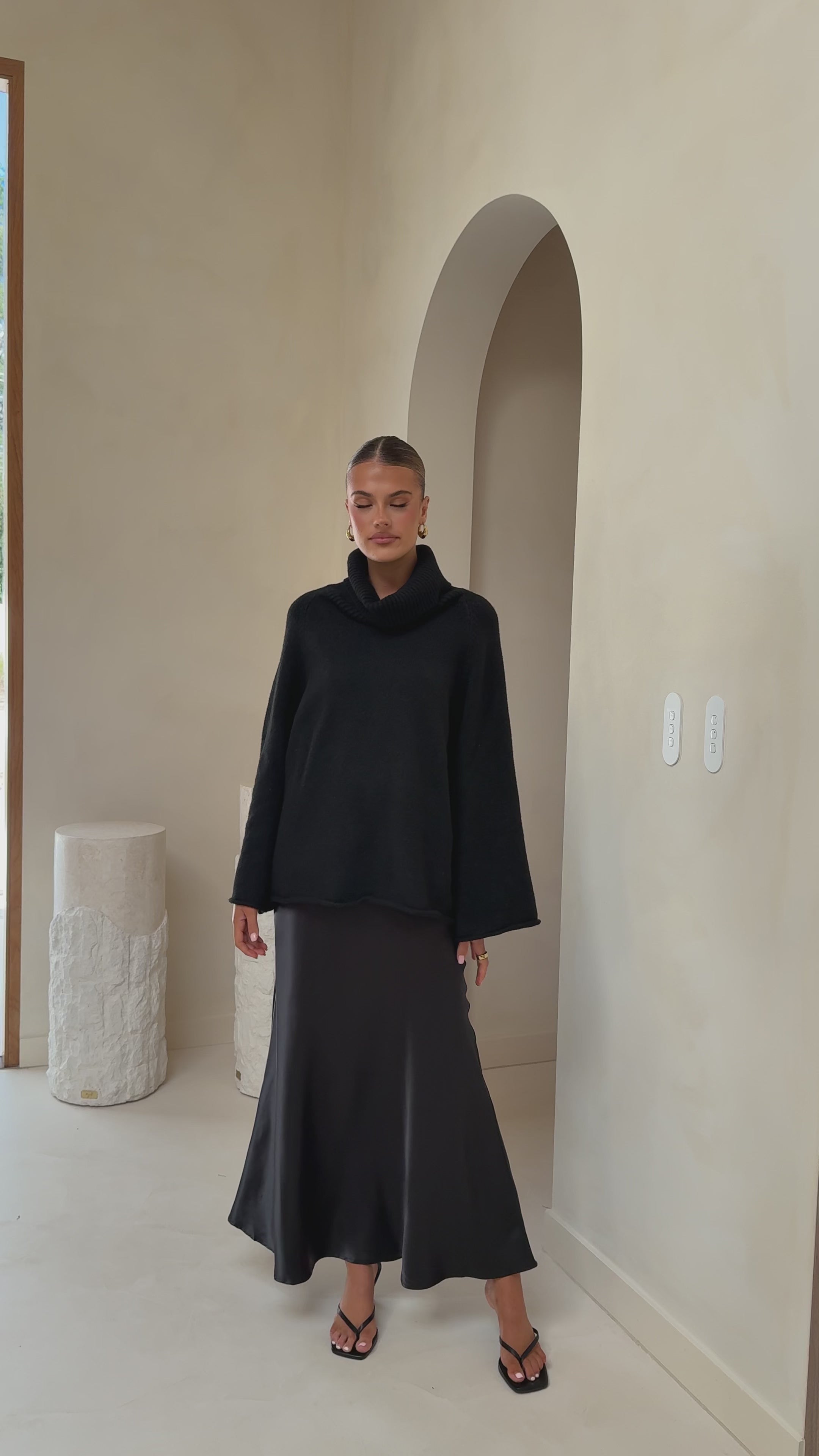 Darina Bias Cut Maxi Skirt - Black