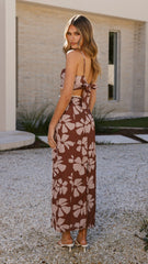 Kiva Maxi Skirt - Brown Daylillies