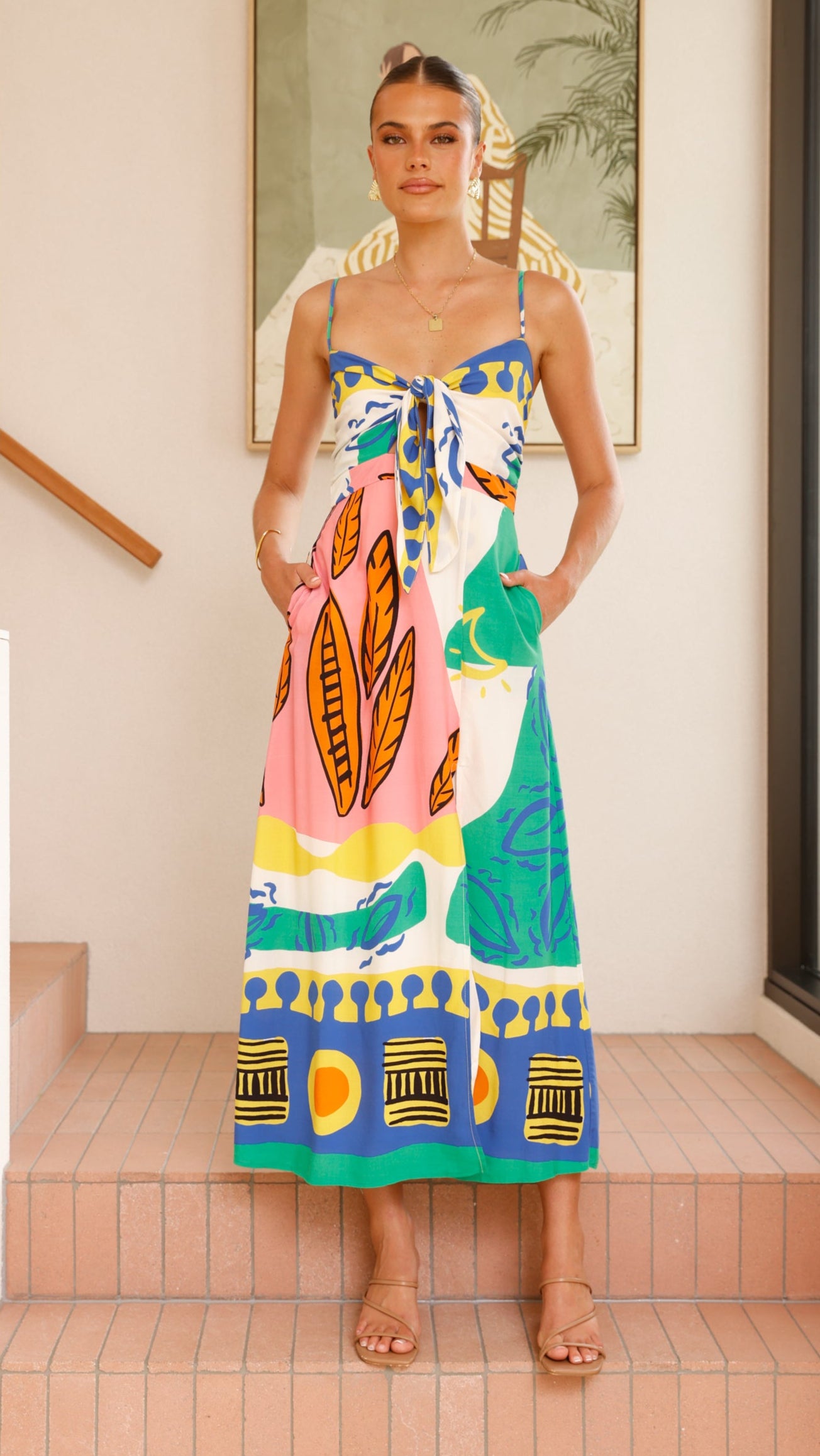 Shahar Maxi Dress - Green Print