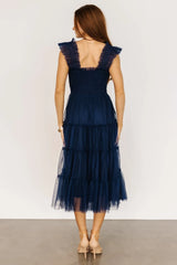 Emma Smocked Tulle Dress | Navy