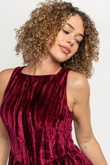 Octavia Velvet Midi Dress | Cranberry