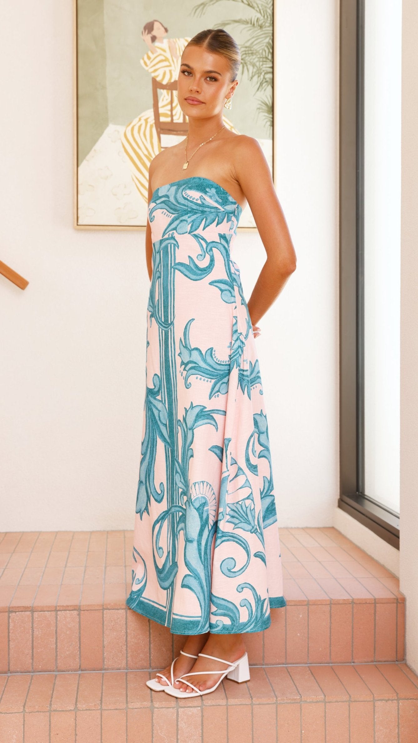 Madra Maxi Dress - Aqua / Pink Zayna