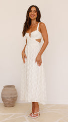Jenny Side Cut Midi Dress - Cream