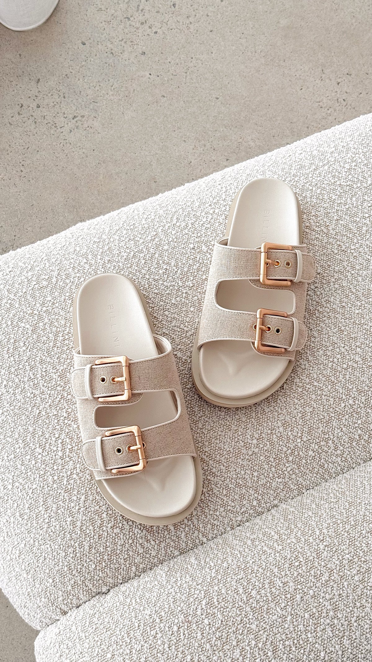 Tenzin Slides - Cream Linen
