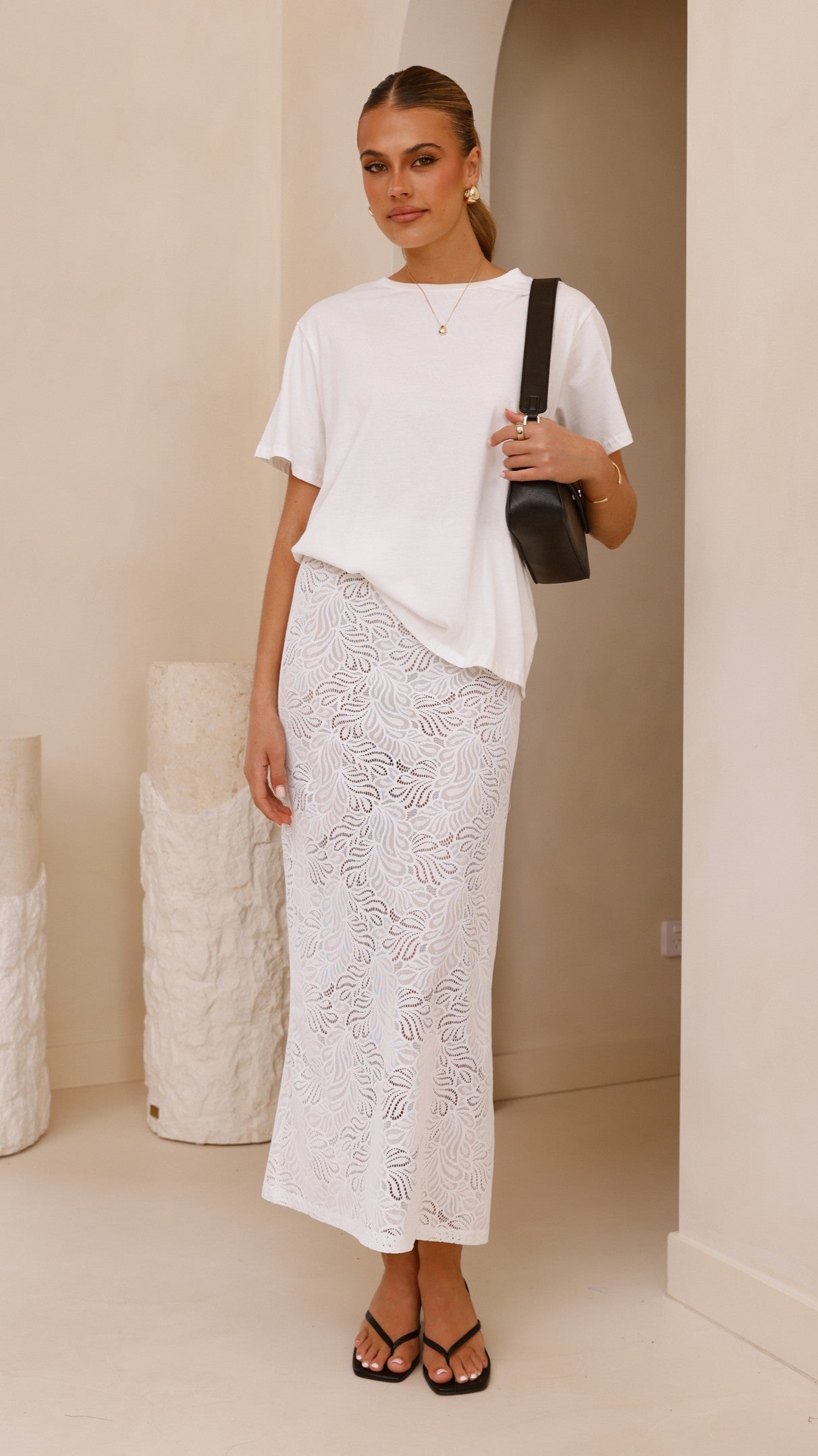 Louisa Lace Maxi Skirt - White