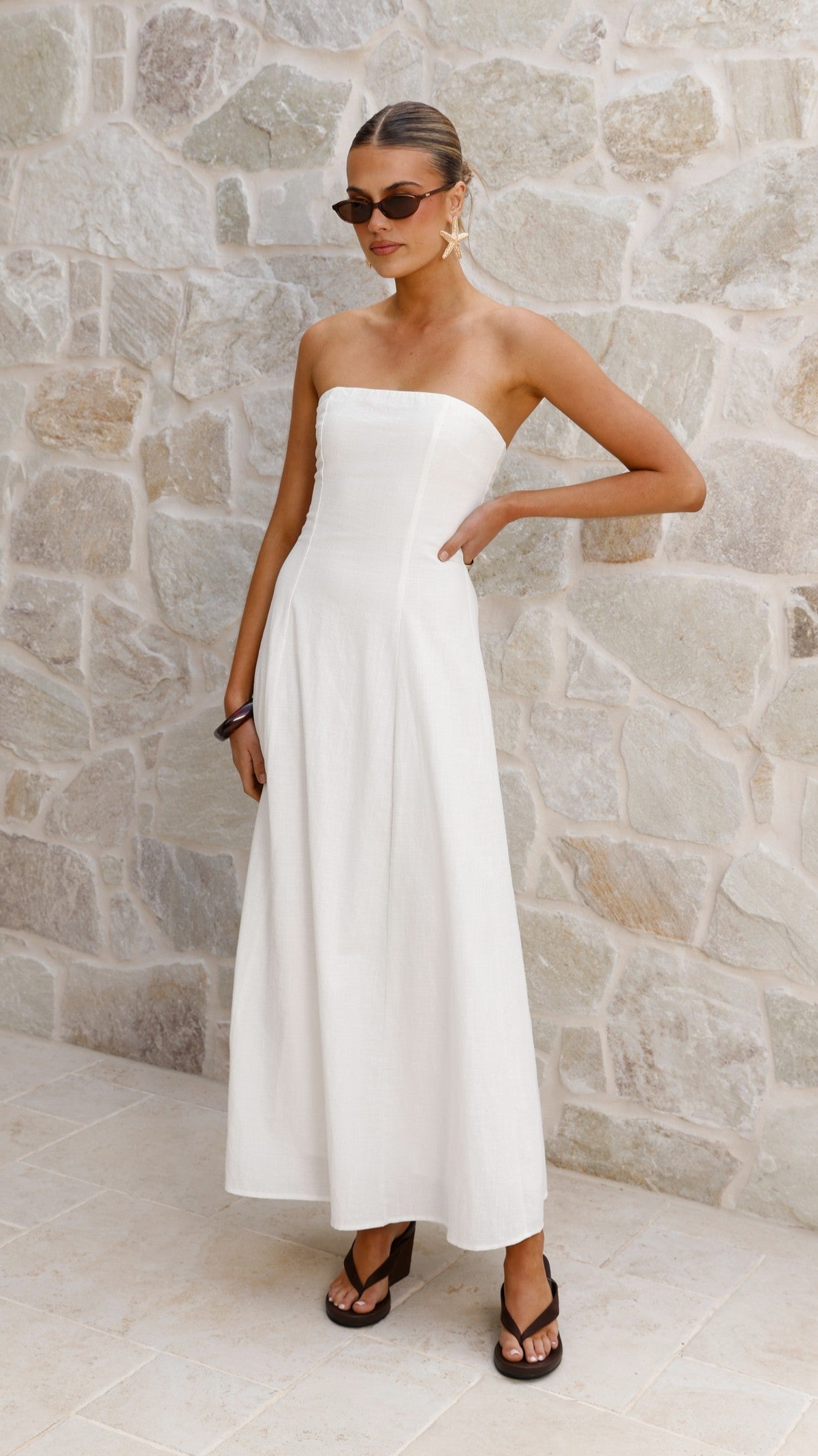 Astrid Strapless Maxi Dress - White