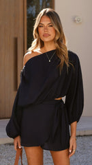 Katara Off Shoulder Top - Navy