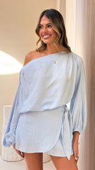 Katara Off Shoulder Top - Light Blue