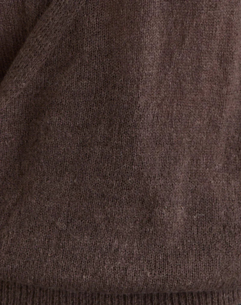 Saroya Plunge Wrap Top in Knit Dark Chocolate