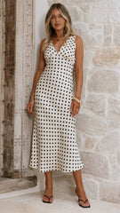 Daphne Maxi Dress - Cream Polka