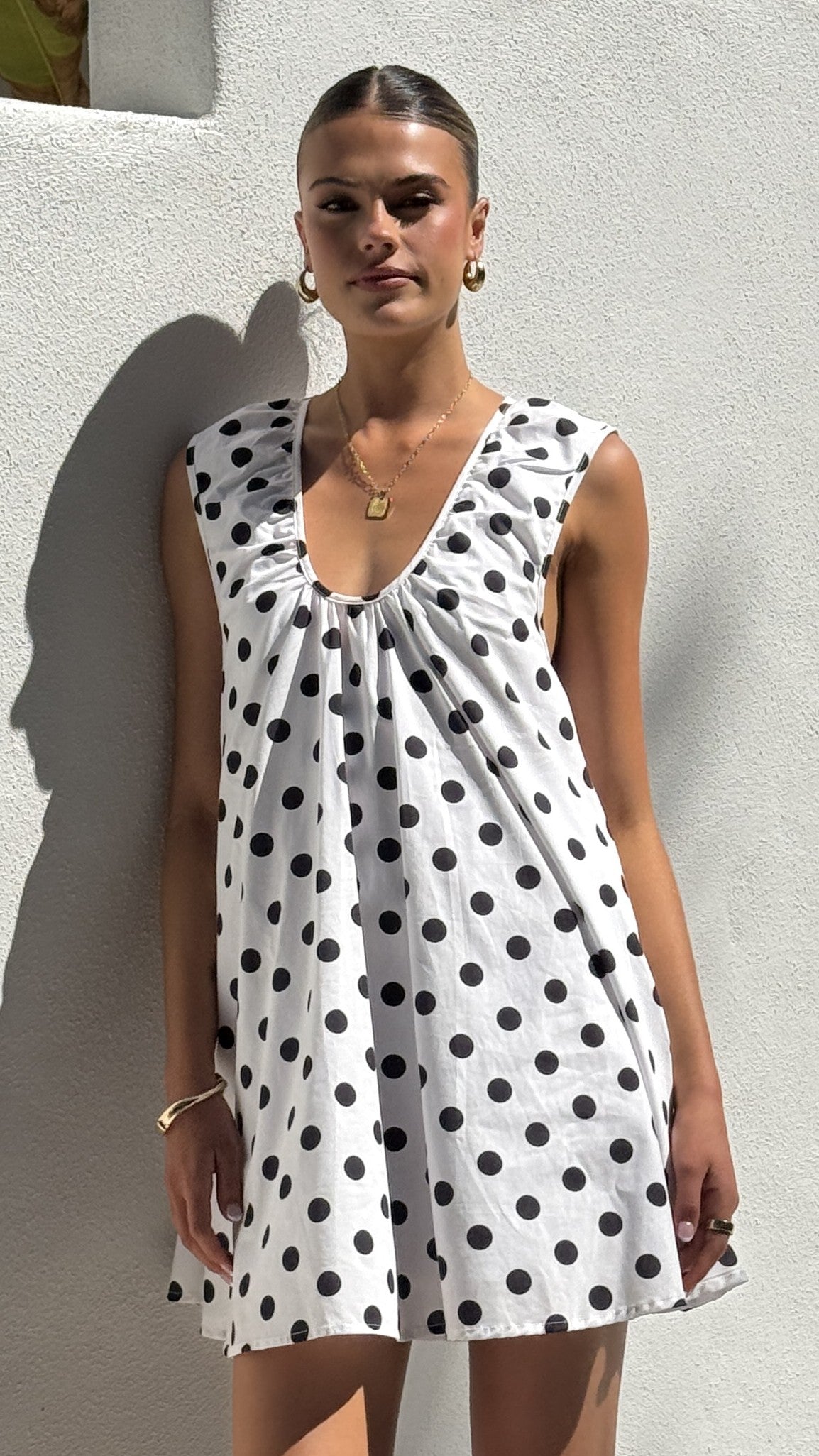 Vanessa Mini Dress - White Polka