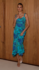 Margo Midi Dress - Blue/Green Floral